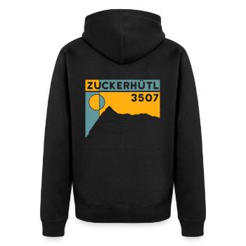 Zuckerhütl Finisher Skitour Besteigung Normalweg - Unisex Premium Bio Zip Hoodie - Schwarz - Hinten - Nico (187cm)