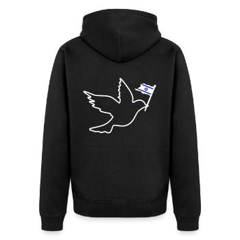 Israel Friedenstaube - Unisex Premium Bio Zip Hoodie - Schwarz - Hinten - Nico (187cm)