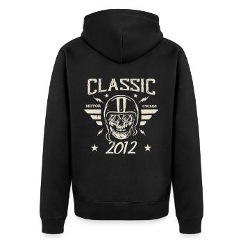 Cadeau D’anniversaire Classique Vintage Né en 2012 - Veste à capuche bio Premium Unisexe - noir - Dos - Nico (187cm)