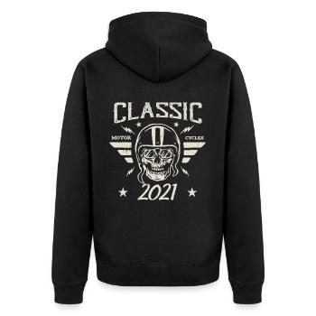 Klassisches Vintage-Geburtstagsgeschenk aus dem Jahr 2021 - Unisex Premium Bio Zip Hoodie - Schwarz - Hinten - Nico (187cm)