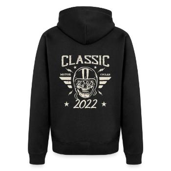Vintage Classic Birthday Gift Born in 2022 - Unisex Premium Organic Zip Hoodie - black - Back - Nico (187cm)