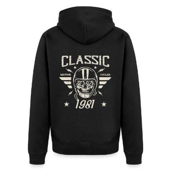 Klassisches Vintage-Geburtstagsgeschenk aus dem Jahr 1981 - Unisex Premium Bio Zip Hoodie - Schwarz - Hinten - Nico (187cm)
