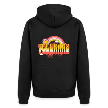 Toleranz Vielfalt Respekt Akzeptanz Liebe LGBTQ - Unisex Premium Bio Zip Hoodie - Schwarz - Hinten - Nico (187cm)
