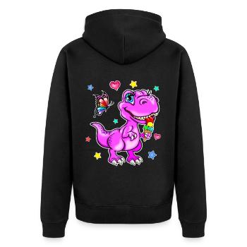 Pink dinosaur with ice cream - Unisex Premium Organic Zip Hoodie - black - Back - Nico (187cm)
