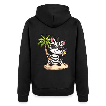 Zebra Summer Beach Vacation - Unisex Premium Organic Zip Hoodie - black - Back - Nico (187cm)