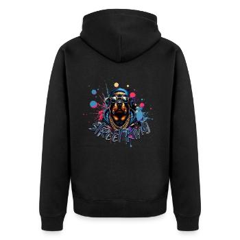 Rottweiler Street King, Hip Hop Style, Streetwear - Unisex Premium Organic Zip Hoodie - black - Back - Nico (187cm)