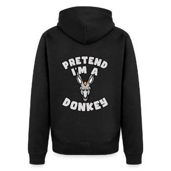 Pretend I'm a Donkey – Einfaches Esel-Kostüm - Unisex Premium Bio Zip Hoodie - Schwarz - Hinten - Nico (187cm)
