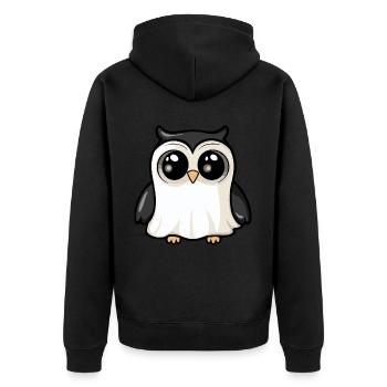 Eule Halloween Comic Geist - Unisex Premium Bio Zip Hoodie - Schwarz - Hinten - Nico (187cm)