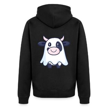 Vache Halloween Bande Dessinée Fantôme - Veste à capuche bio Premium Unisexe - noir - Dos - Nico (187cm)