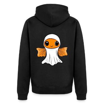 Poisson rouge Halloween Bande dessinée Fantôme - Veste à capuche bio Premium Unisexe - noir - Dos - Nico (187cm)