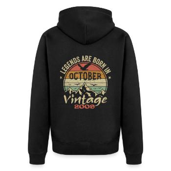 Awesome Since October 2009 - October 2009 Gift - Unisex Premium Organic Zip Hoodie - black - Back - Nico (187cm)