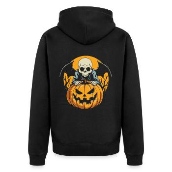 Costume de citrouille d’Halloween - Crâne - Effrayant - Veste à capuche bio Premium Unisexe - noir - Dos - Nico (187cm)