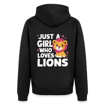 Lion Lion Animal Africa - Unisex Premium Organic Zip Hoodie - black - Back - Nico (187cm)