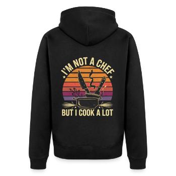 I'm Not A Chef But I Cook A Lot 5 - Unisex Premium Bio Zip Hoodie - Schwarz - Hinten - Nico (187cm)