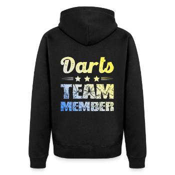 Darts Team - Unisex Premium Bio Zip Hoodie - Schwarz - Hinten - Nico (187cm)