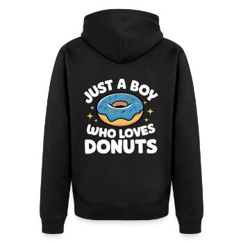 Donut Donuts Süßigkeiten Bagel - Unisex Premium Bio Zip Hoodie - Schwarz - Hinten - Nico (187cm)