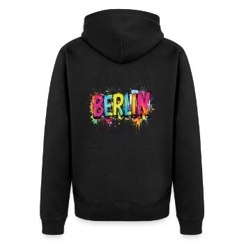 Berlin Graffiti Font Street Art Urban Style - Unisex Premium Organic Zip Hoodie - black - Back - Nico (187cm)