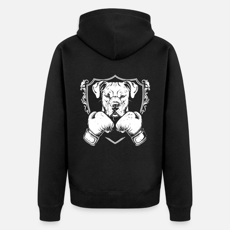 Chien Boxer Combattant - Veste à capuche bio Premium Unisexe - noir