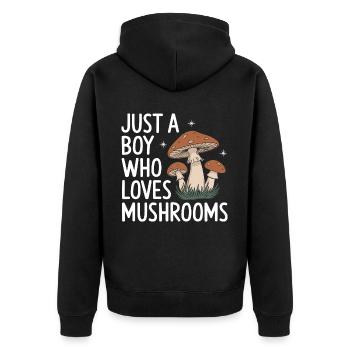 Pilz Pilze Funghi Champignon - Unisex Premium Bio Zip Hoodie - Schwarz - Hinten - Nico (187cm)