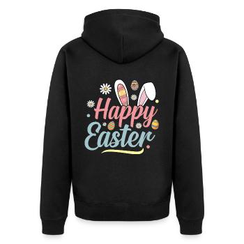 Happy Easter - Unisex Premium Bio Zip Hoodie - Schwarz - Hinten - Nico (187cm)