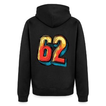62 Nombre Coloré - Veste à capuche bio Premium Unisexe - noir - Dos - Nico (187cm)
