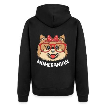 Pomeranian Zwergspitz Hund - Unisex Premium Bio Zip Hoodie - Schwarz - Hinten - Nico (187cm)