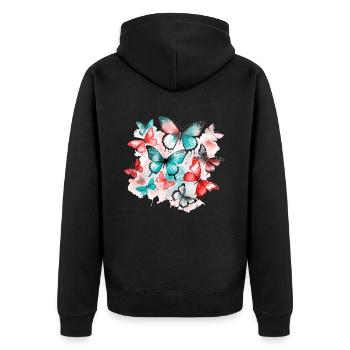 Butterfly Colorful Colorful Beautiful Art Nature - Unisex Premium Organic Zip Hoodie - black - Back - Nico (187cm)
