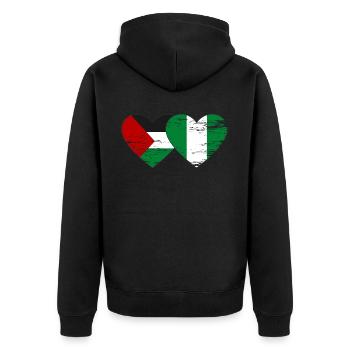 Drapeau de la Palestine et du Nigeria utilisé - Veste à capuche bio Premium Unisexe - noir - Dos - Nico (187cm)