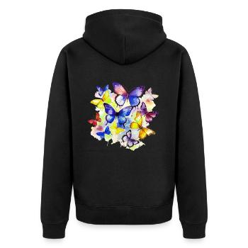 Butterfly Colorful Colorful Beautiful Art Nature - Unisex Premium Organic Zip Hoodie - black - Back - Nico (187cm)