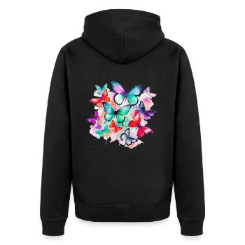 Butterfly Colorful Colorful Beautiful Art Nature - Unisex Premium Organic Zip Hoodie - black - Back - Nico (187cm)
