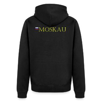 Golden Moskau - Unisex Premium Bio Zip Hoodie - Schwarz - Hinten - Nico (187cm)