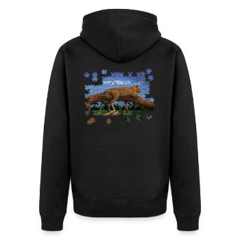 Puzzle Leopard Lion est situé sur arbre paysage - Veste à capuche bio Premium Unisexe - noir - Dos - Nico (187cm)