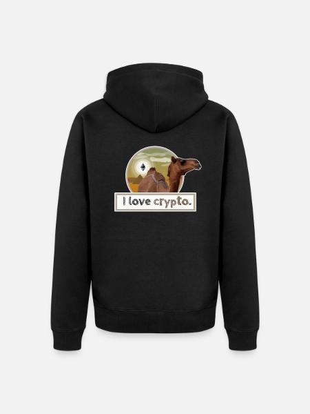 I LOVE CRYPTO Ethereum desert pyramid funny cool - Unisex Premium Organic Zip Hoodie - black