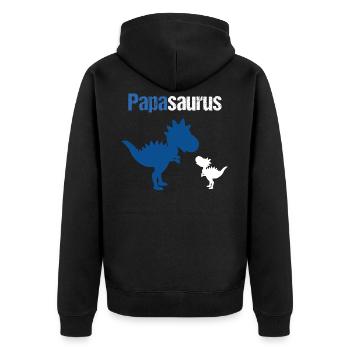 Papasaurus Dinosaurier für Papa Vatertag Geschenk - Unisex Premium Bio Zip Hoodie - Schwarz - Hinten - Nico (187cm)
