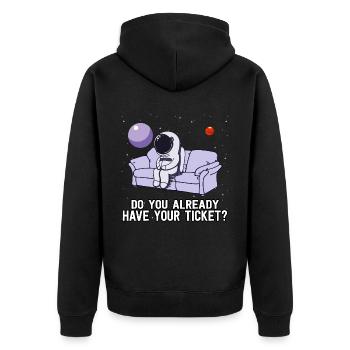 Planet Astronaut Weltraum Raumfahrt Geschenk Idee - Unisex Premium Bio Zip Hoodie - Schwarz - Hinten - Nico (187cm)
