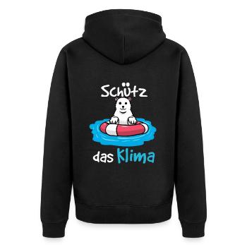 Schützt das Klima Eisbär Baby Comic Cartoon - Unisex Premium Bio Zip Hoodie - Schwarz - Hinten - Nico (187cm)