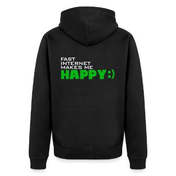 Fast Internet makes me happy - Quickly happy - Unisex Premium Organic Zip Hoodie - black - Back - Nico (187cm)