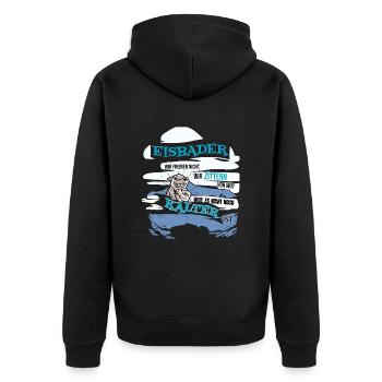 Eisbader Frieren nicht, Winterbader - Unisex Premium Bio Zip Hoodie - Schwarz - Hinten - Nico (187cm)