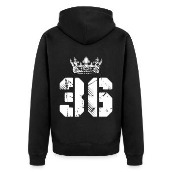 36 Number crown - Unisex Premium Organic Zip Hoodie - black - Back - Nico (187cm)
