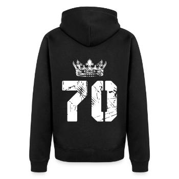 70 Number crown - Unisex Premium Organic Zip Hoodie - black - Back - Nico (187cm)