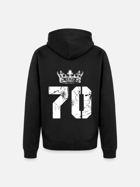 70 Number crown - Unisex Premium Organic Zip Hoodie - black