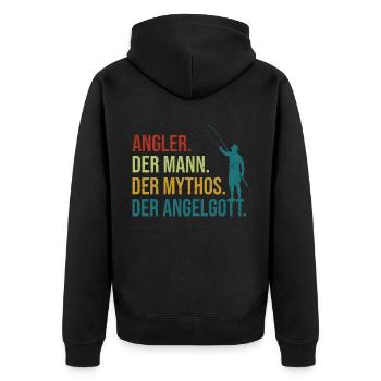 Angler Der Mann Der Mythos Der Anglergott Fischer - Unisex Premium Bio Zip Hoodie - Schwarz - Hinten - Nico (187cm)
