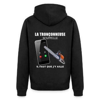 La Tronçonneuse M'Appelle Cadeau Homme - Veste à capuche bio Premium Unisexe - noir - Dos - Nico (187cm)