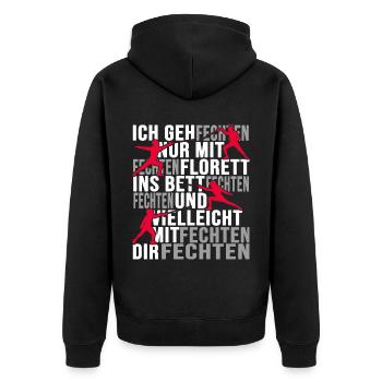 fechten fechter degen florett - Unisex Premium Bio Zip Hoodie - Schwarz - Hinten - Nico (187cm)