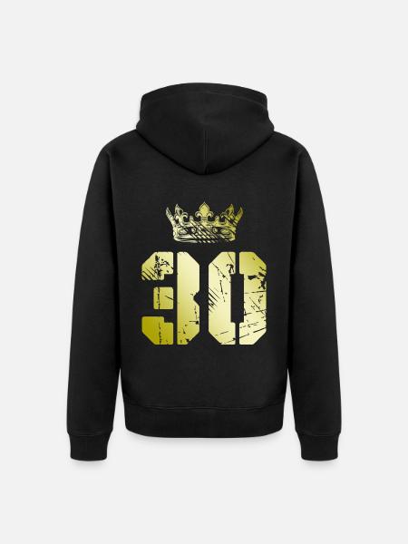 30 Zahl Krone - Unisex Premium Bio Zip Hoodie - Schwarz
