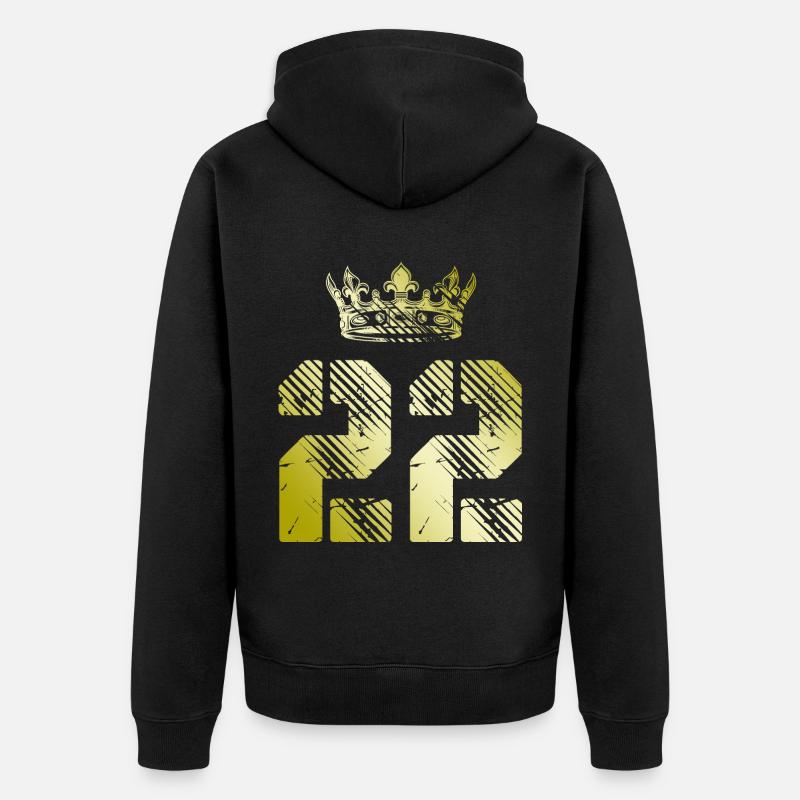 22 Couronne de numéros - Veste à capuche bio Premium Unisexe - noir