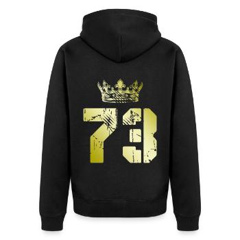 73 Number crown - Unisex Premium Organic Zip Hoodie - black - Back - Nico (187cm)