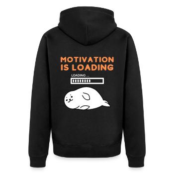 motivation loaded funny saying tired gift - Unisex Premium Organic Zip Hoodie - black - Back - Nico (187cm)