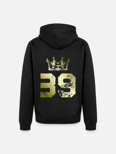 39 Number crown - Unisex Premium Organic Zip Hoodie - black