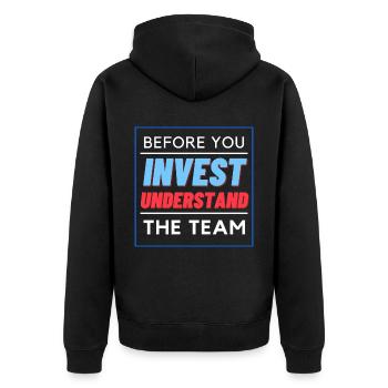 avant d’investir - Équipe - Veste à capuche bio Premium Unisexe - noir - Dos - Nico (187cm)